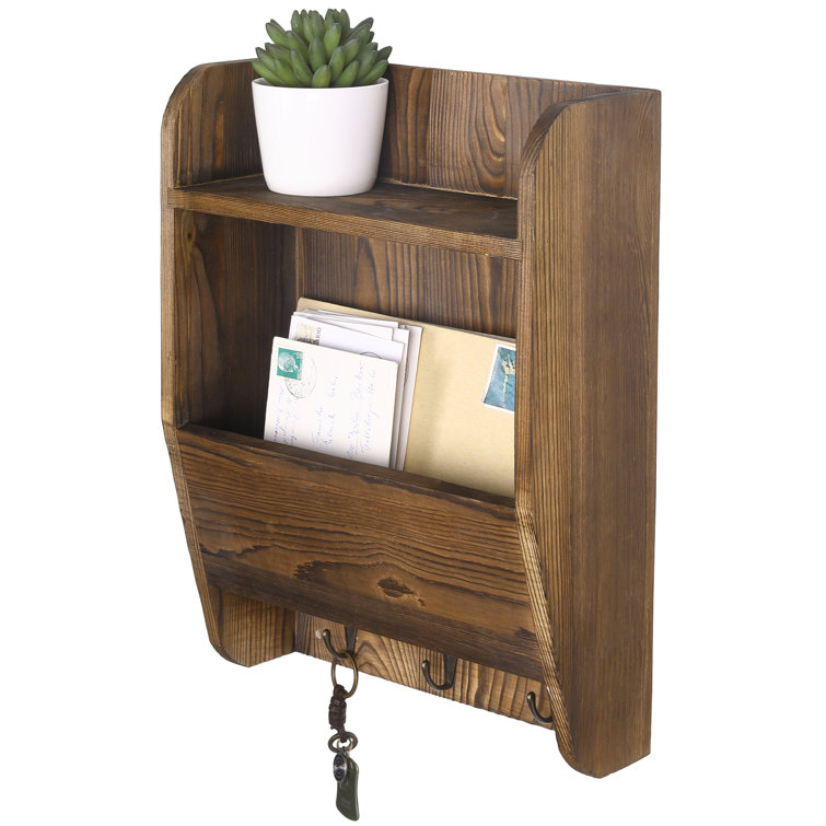 Millwood Pines Wall Mounted Burnt Wood Shoe Rack Storage