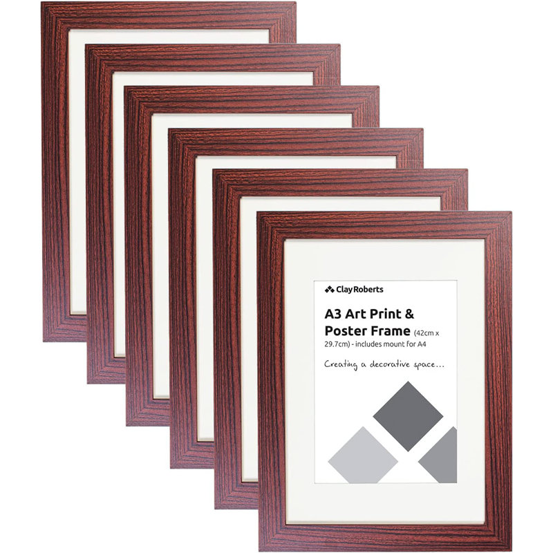 Picture Frame - Set of 6 with Mat, Brown