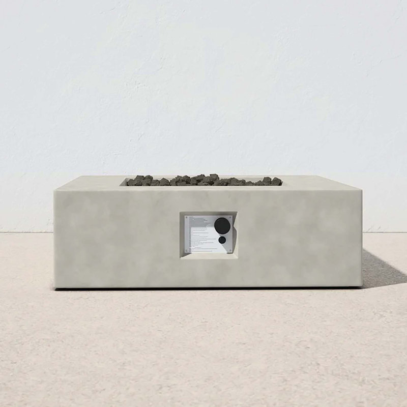 Natural Concrete Square Gas Fire Pit Table