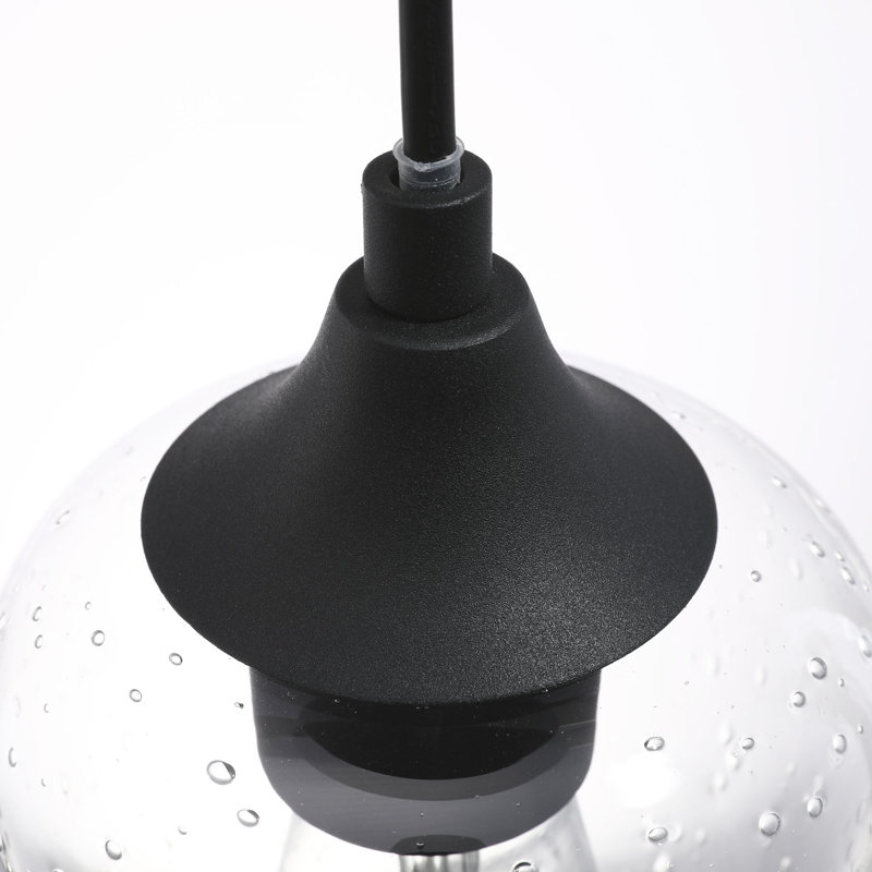 Luminaire suspendu en forme de cloche à 1 lumière Pennell, À bulles, Noir