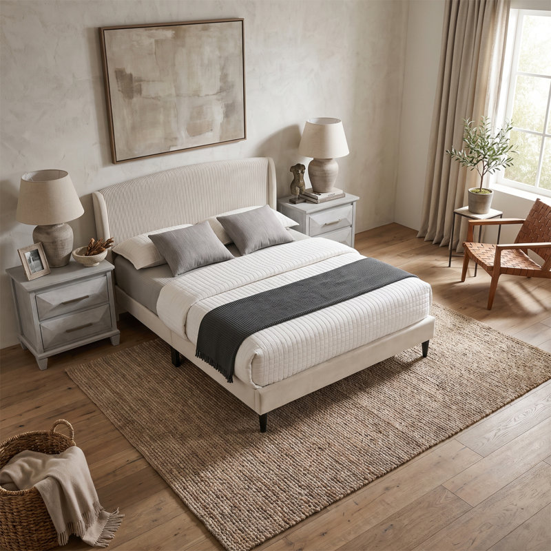 Clarence Contemporary 3 Pieces Bedroom Set, Full, 3 Pcs: Bed, 2 Nightstands