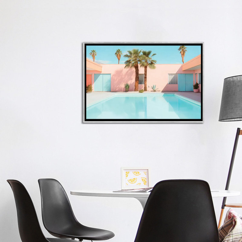 Retro Pool - reproduction d'art murale encadrée, Argent argent, H 26 po x l 40 po, Reproduction encadrée sans passe-partout