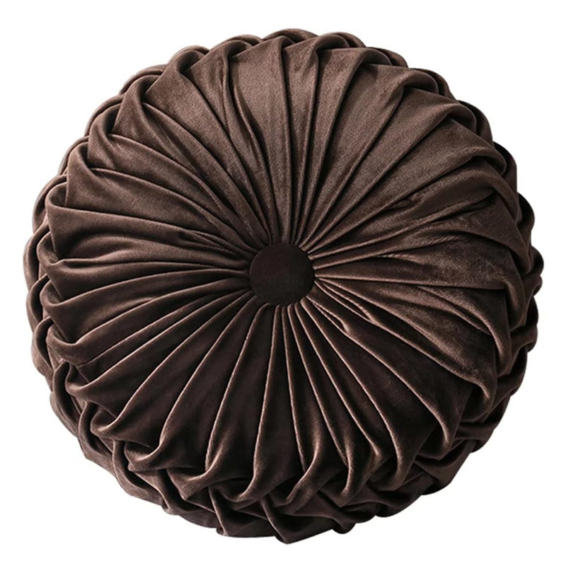 Coussin décoratif ultra doux en velours rond pour canapé (15 pouces), Café