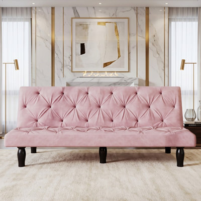 Futon convertible en velours capitonné de 168 cm avec dossier ajustable
