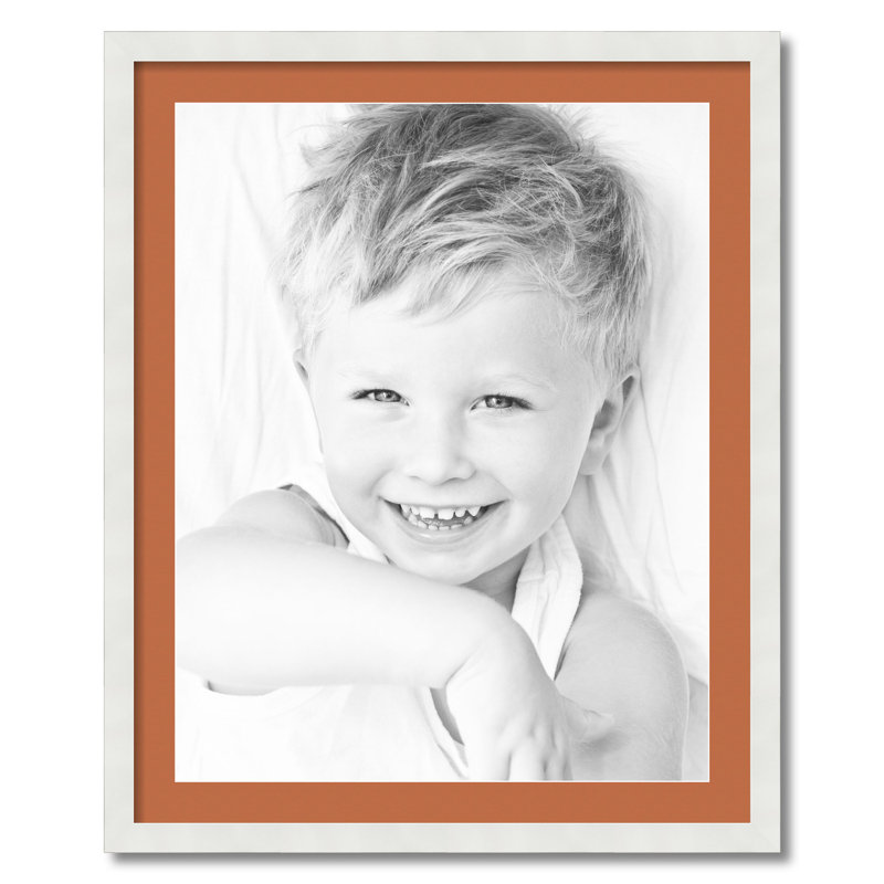 Wood Matte Picture Frame with Mat, Red Orange