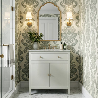 Meuble-lavabo en marbre Celine, vert sauge