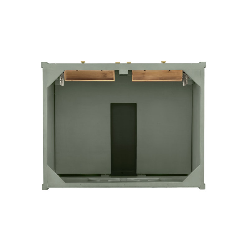 Chicago 30'' W Single Bathroom Vanity Base, Smokey Celadon, Champagne Brass