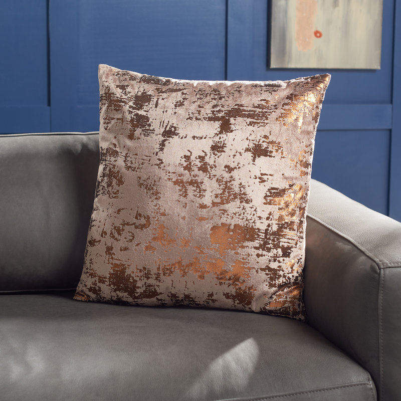 Abstract Cotton Blend Reversible Throw Pillow, Brown/Copper, 24" x 24"
