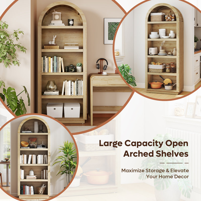 75.55cm H x 30.08cm W Standard Bookcase, Coastal Oak