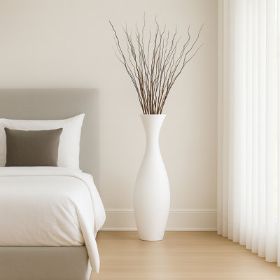  Vase de plancher en bambou blanc de 43 po de hauteur avec garnitures de bâtons de saule brun naturel séché de 12 pièces de 60 po pour décor de salon ou de bureau