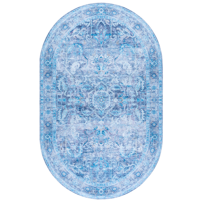 Tapis oriental mauve / bleu Ahlyvia, Ovale 5 pi x 8 pi