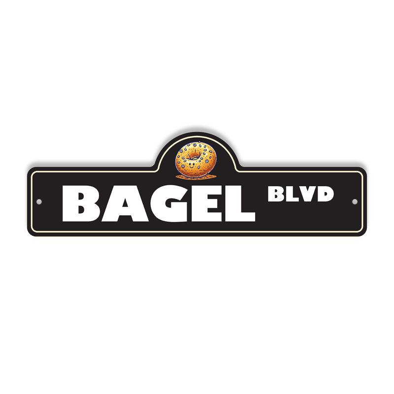 Plaque de rue Bagel en plastique robuste 6 po x 18 po