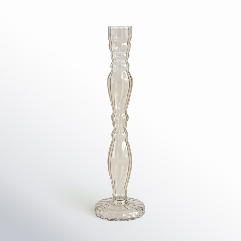 Marajo Candlestick Holder, Smoke, 9.75" H x 2.75" W x 2.75" D