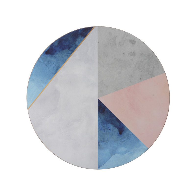 Geometric Palette Lacquered With Cork Backing Geometric Round Placemat