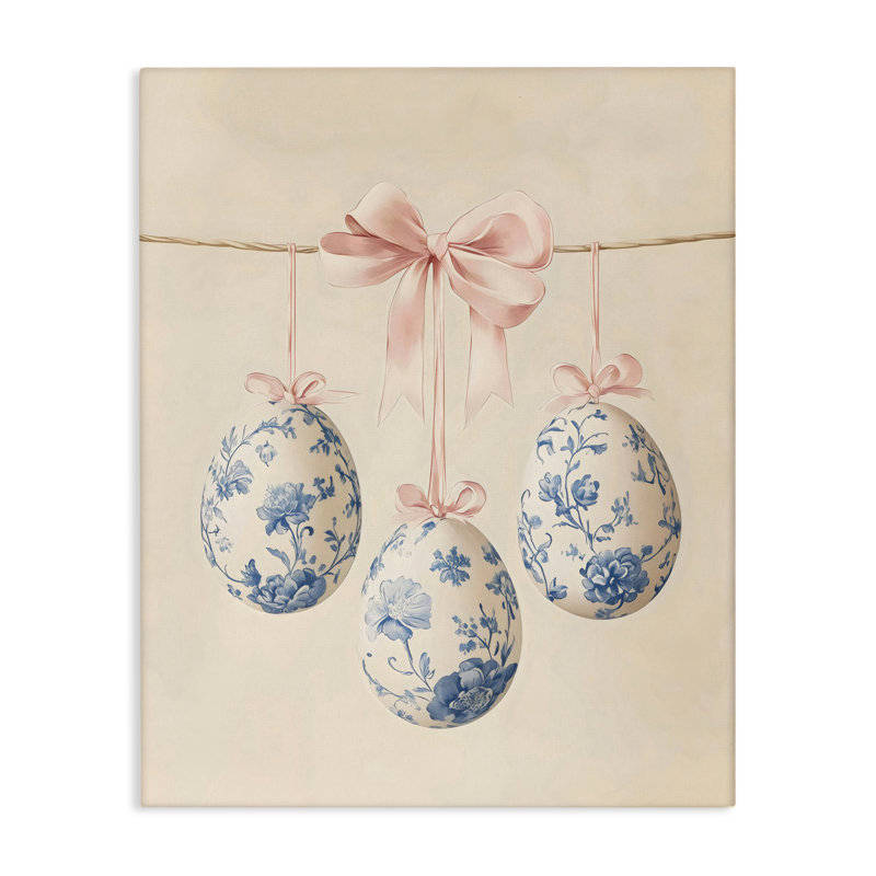 Toile avec œufs de Pâques à motif floral, design par Arlington Prints, H 20 po x l 16 po