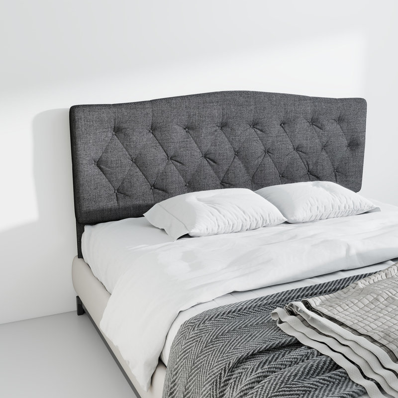 Tête de lit tapissier à panneau King, Très grand lit, Gris mousse