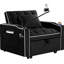 Fauteuil-lit ajustable, en velours noir, s'adaptant aux petits espaces et aux besoins variés du fauteuil convertible, pour une détente confortable