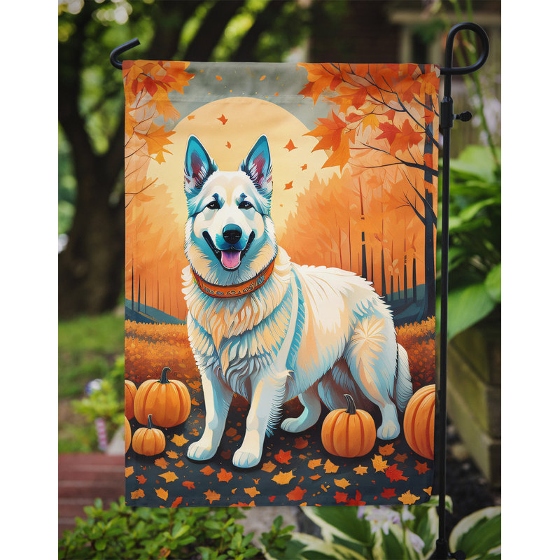Drapeau de jardin blanc berger allemand