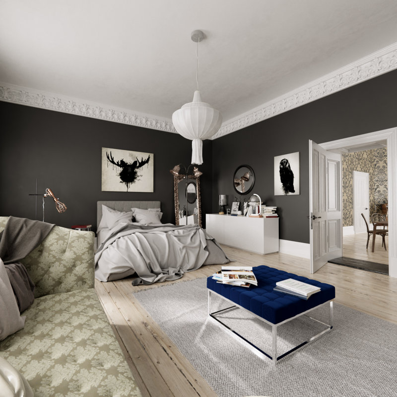 Repose-pieds Cortesi Home Hepburn, Chrome chrome, Blue