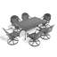 Ensemble de 7 chaises en aluminium coulé - 6 chaises pivotantes et table rectangulaire-1936774424