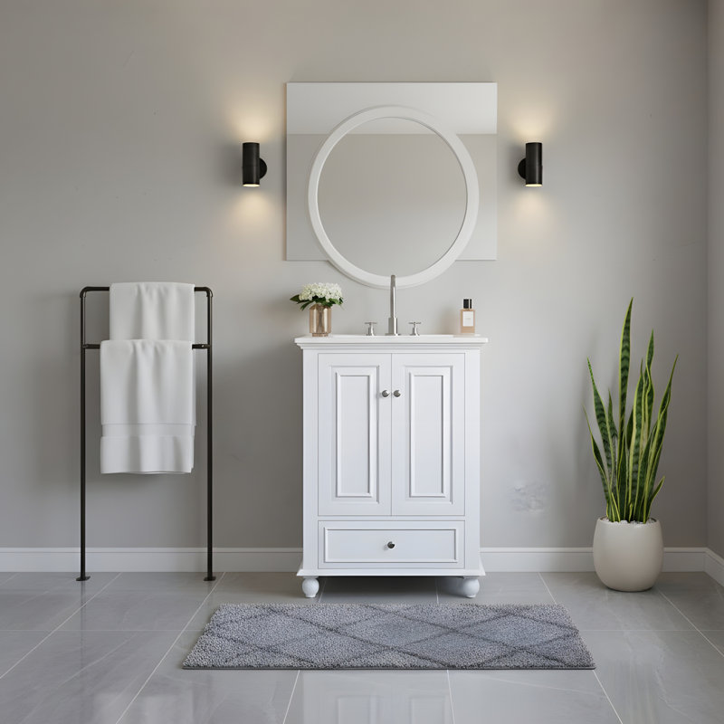Meuble-lavabo pratique prêt à l'emploi, Blanc