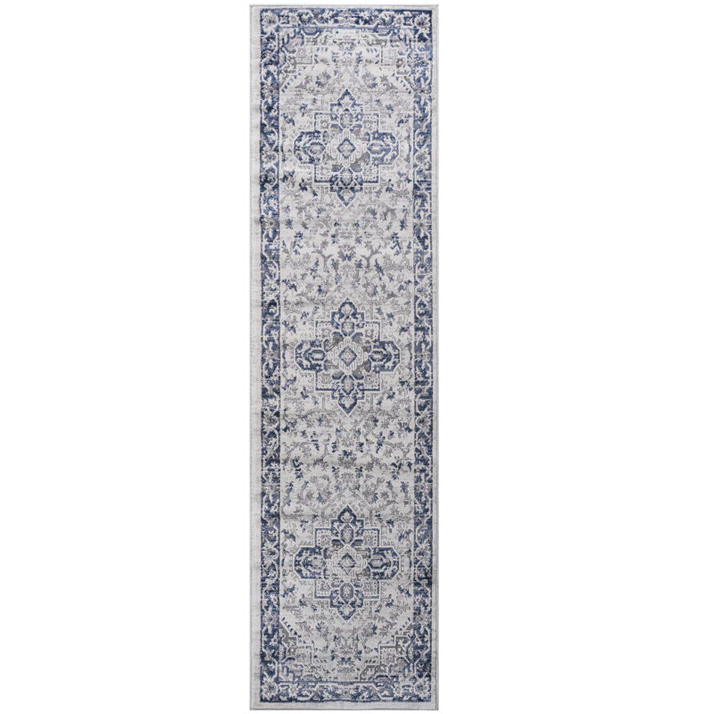 Loom & Collection Area Rug 2X8 - Blue/Grey/, Non-Shedding, Stain , For Living Room, Bedroom, Dining Room Fascination Home Decor In
