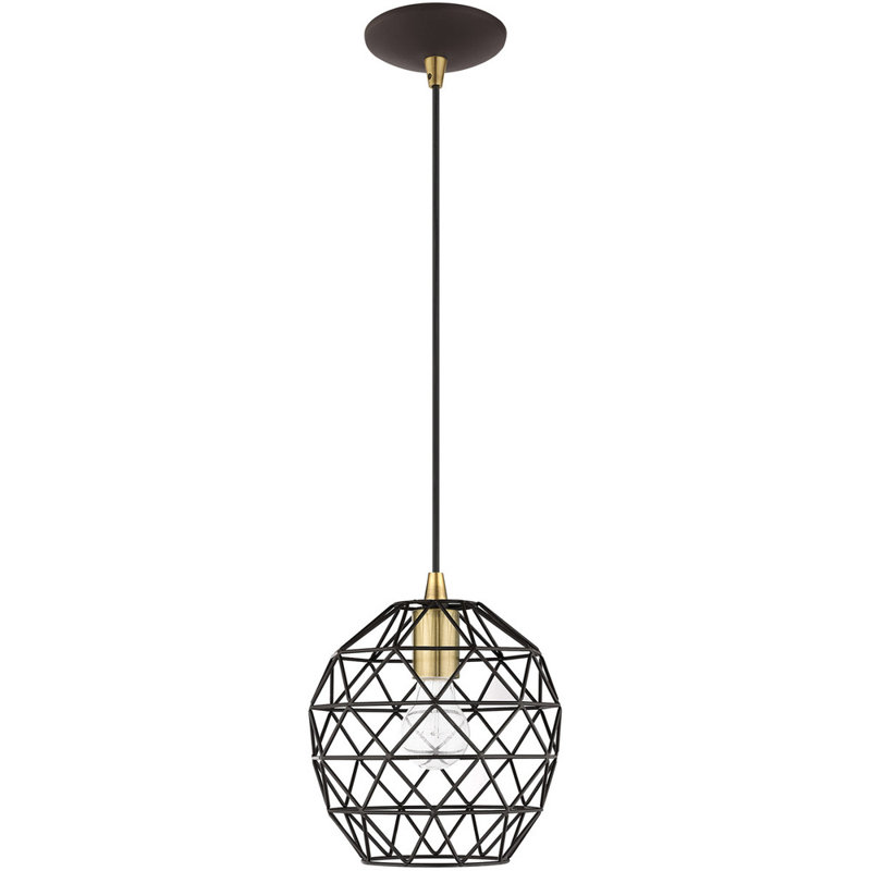 Luminaire suspendu géométrique 1 lumière, Bronze / Noir, Bronze