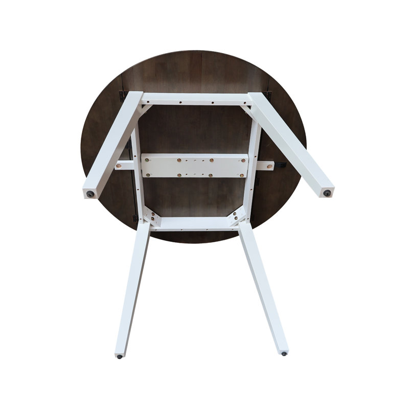 Franklinville Extendable Round Top Solid Wood Dining Table, Heather Gray/White
