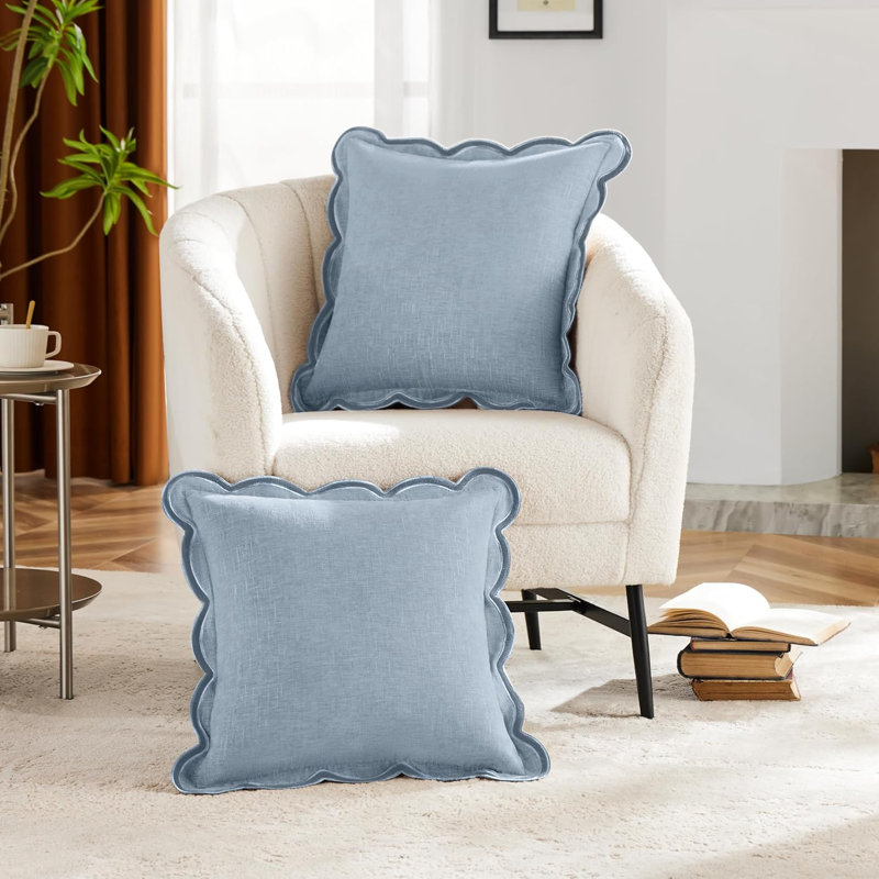 Housse de coussin festonné de 2 housses de coussin décoratives en chenille printanière