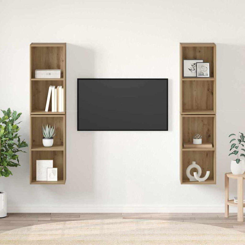 Wall TV Cabinet 4 Pcs 37 X 37 X 72 Cm, Artisan Oak