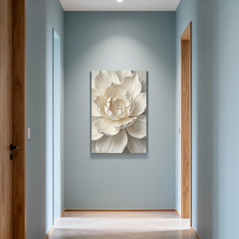 «Plants & Flowers White Flower Close Up», reproduction d'art, H 32 po x l 48 po