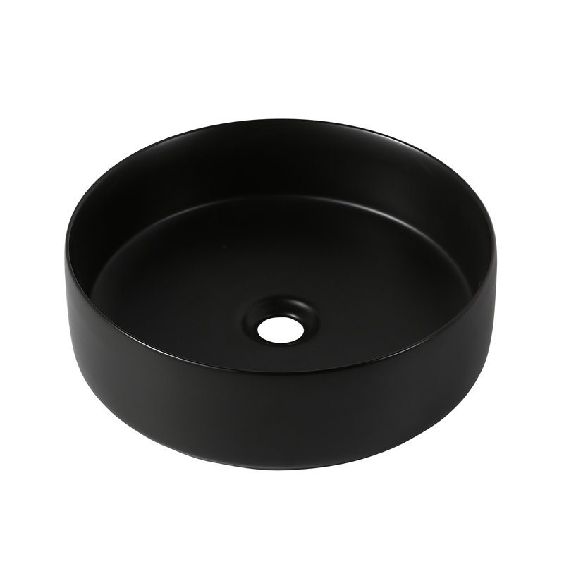 Lavabo de salle de bain rond en céramique, Noir