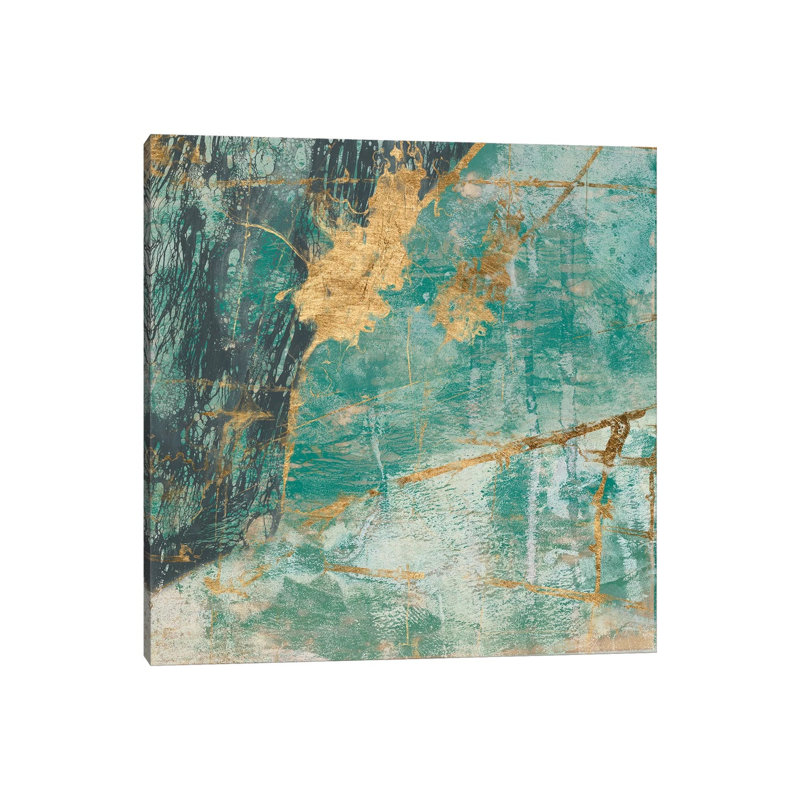 Teal Lace I by Jennifer Goldberger - Wrapped Canvas Painting, 30.48 cm H x 30.48 cm W