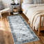 Tapis lavables antidérapants à motif floral rétro pour salle de lavage gris 5 x 7 pi-129913481-129775590