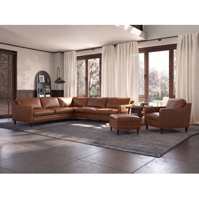 Ashtabula Genuine Leather Sectional Sofa & Chair&ottoman