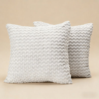 3D bubble grid white Corduroy Throw pillow cover 18*18inch 2pcs/set