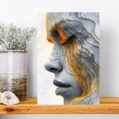 Golden Profile Elegant Contemporary Portrait Wall Art
