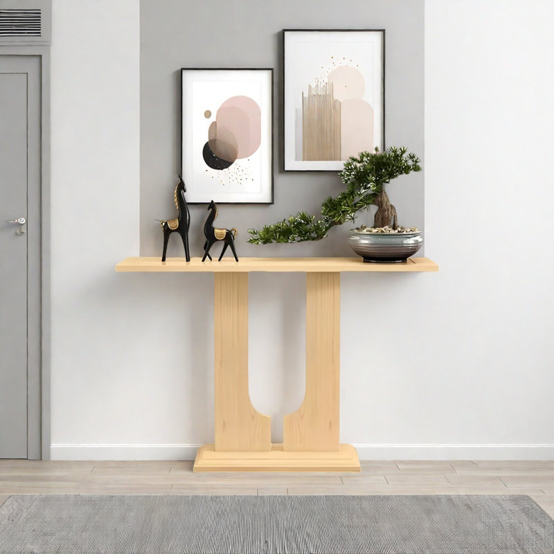 Console Modern Minimalist, H 31,5 po x l 39,37 po x P 11,81 po, Bois naturel