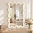 Wavy Scalloped Solid Wood Wall Mirror, Modern Decorative Accent Mirror for Bedroom, Bathroom Vanity-965324162-965324165