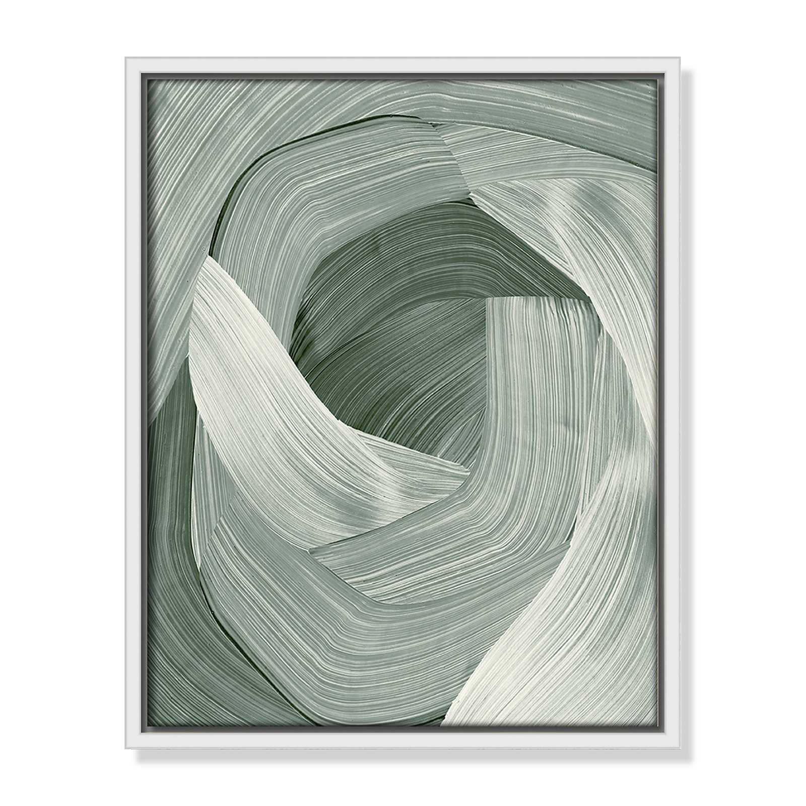 Enriched Emerald - Floater Frame Graphic Art Print on Canvas, White , 15.5" H x 12.5" W
