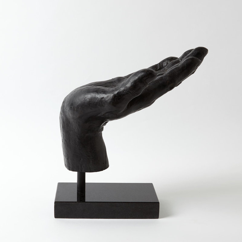 Traditional Bronze Finish Metal Open Hand Statue 14.75"L