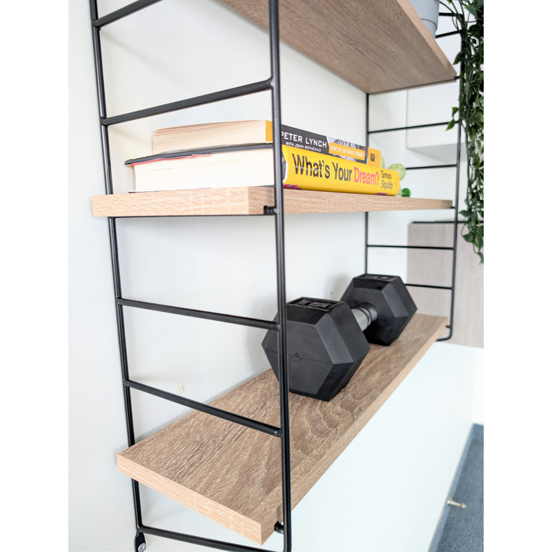 Zynix Étagère murale industrielle moderne 60 cm à 3 niveaux, étagère flottante en bois d'ingénierie et métal noir