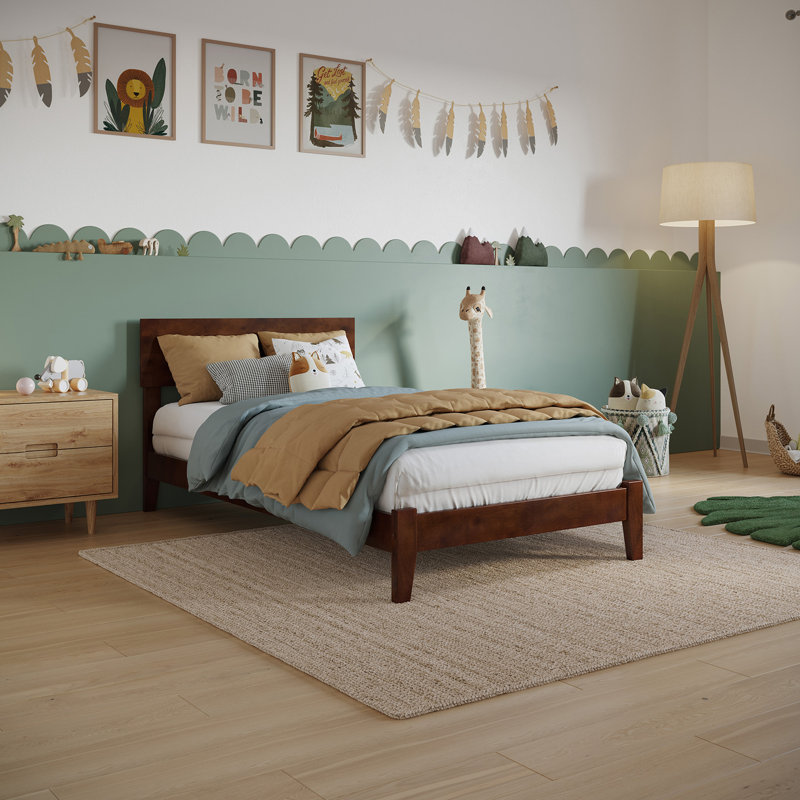 Lit à panneaux en bois massif Amodio par Mack & Milo™, Simple, Noyer