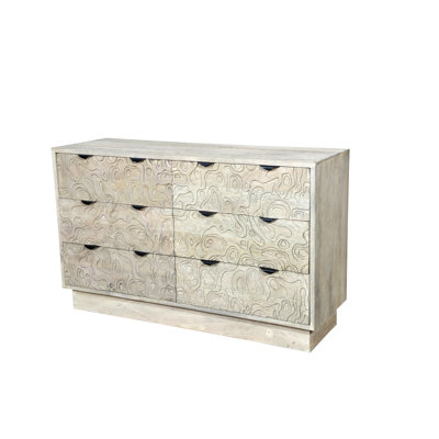 Commode 6 tiroirs en bois massif sculpté