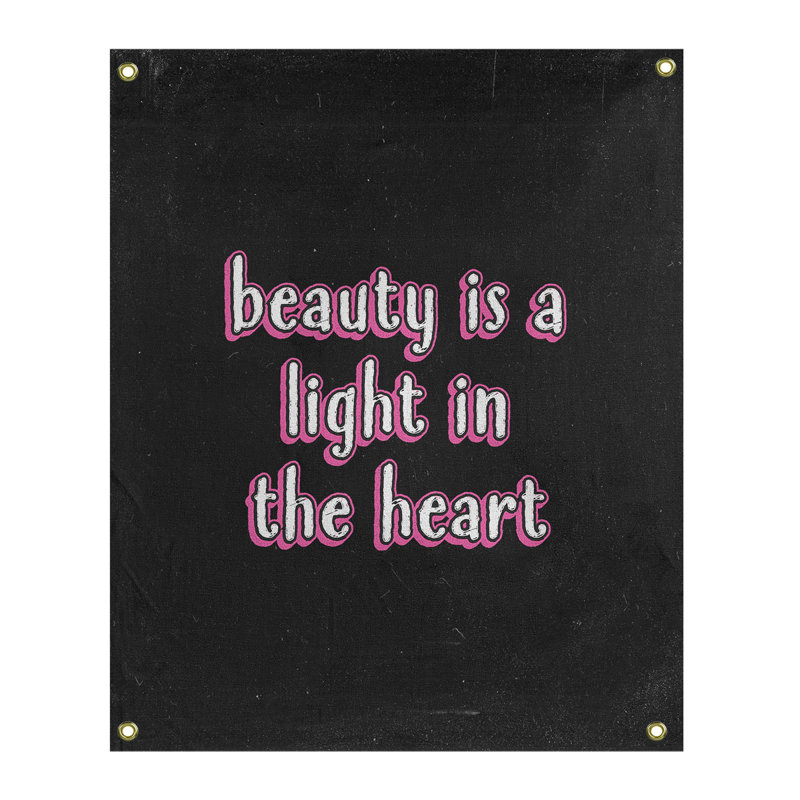 Tapisserie tableau noir en polyester citation beauté, H 36 po x l 26 po, Rose