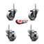 Ensemble de roulettes à tige filetée en acier 3 pouces pivotant de 5/8 po 2 freins SCC