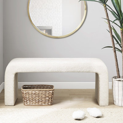 Banc élégant en cascade Boucle - l 42 po x H 18 po x P 16 po, capacité de poids de 400 lb, sans assemblage de siège en tissu crème, H 16 po x P 18 po, nécessaire