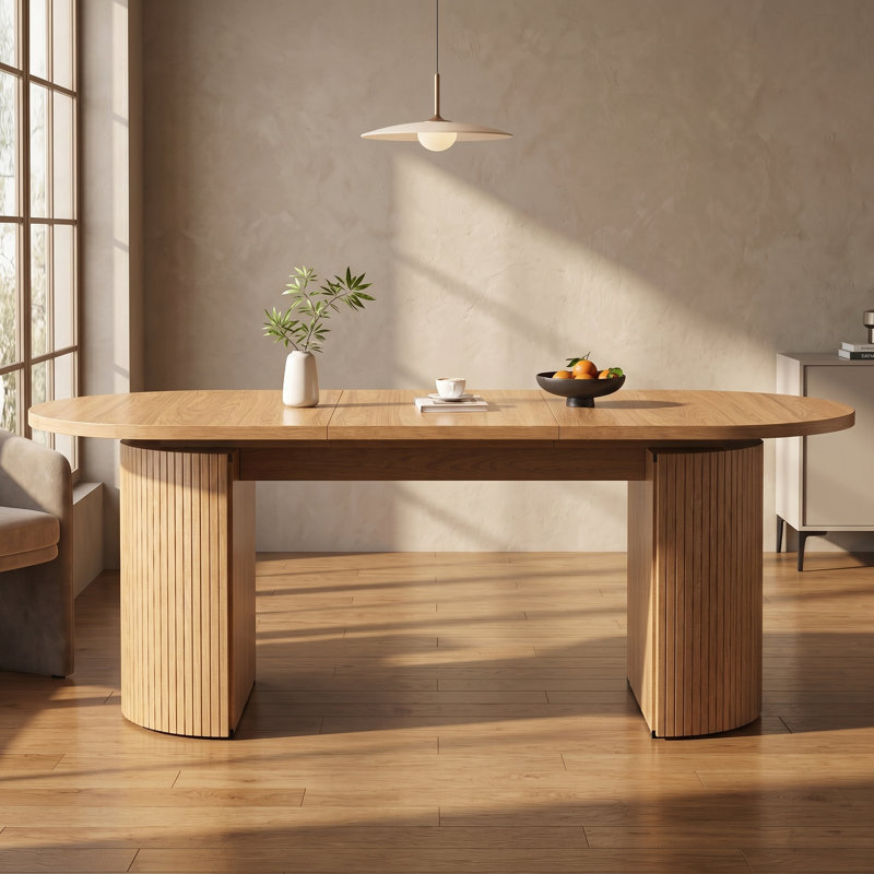 Extendable Dining Table, Natural Wood