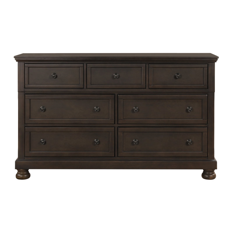 Mobilier de chambre à coucher de style traditionnel avec commode 1 pièce et 7 tiroirs en bois grisâtre