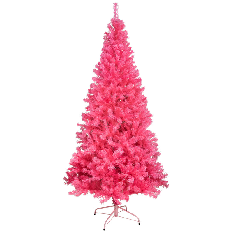 Arbre de Noël artificiel Tinsel - rose - lumières claires, 7', Non pré-éclairé